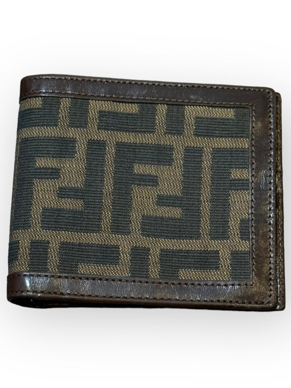 FENDI Vintage Bi-Fold Logo Wallet in Tan/Brown - Unisex - 4x4 in.